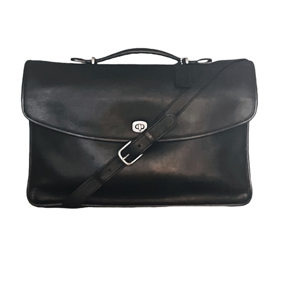 Coach Handbags - LIKE NEW! Coach Vintage Black Leather Lexington Briefcase Laptop Bag Carryall